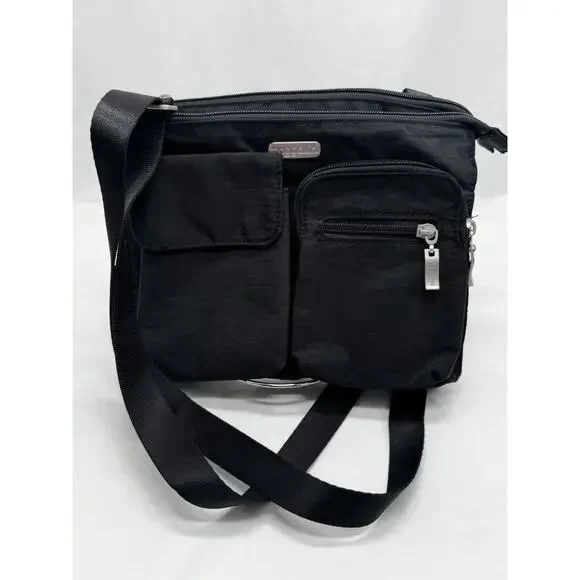 Baggallini Crossbody Bag Adjustable Strap Travel Work Nylon Black Purse - Picture 1 of 13